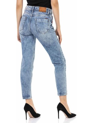 WD454 Buz Mavisi Basic Mom Jeans