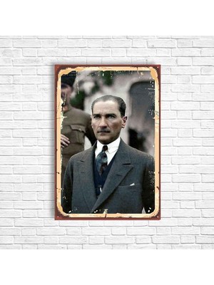 Trend Poster Atatürk Retro Ahşap Poster