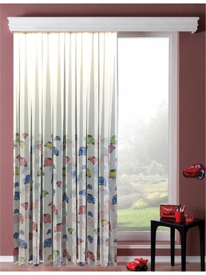 Evdepo Home Arabalı Ekstraforlu Pilesiz Tül Perde Tek Kanat - Ekru 500 x 240 cm