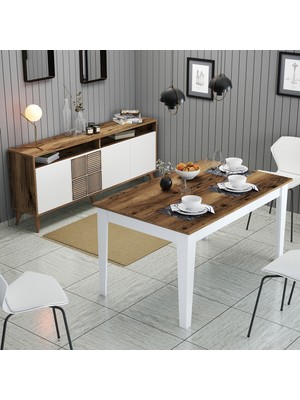 Variant Mobilya Variant Milan Yemek Odası Takımı - Beyaz / Ceviz