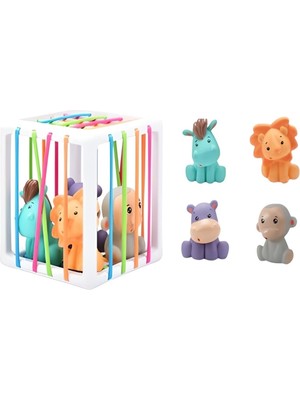 Kahraman Oyuncak Montessori Blok Ayırma Oyunu 4 Hayvan Figür Renkli