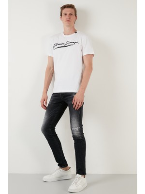 Exxe Yüksek Bel Slim Fit Dar Paça Pamuklu Jeans Erkek Kot Pantolon 629DSK002