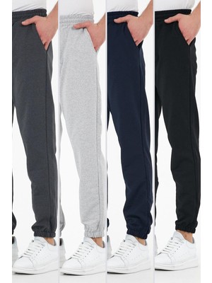 Mmetalic Çok Renkli 4'lü Erkek Eşofman Altı Etiketli Arka ve Yan Cepli Regular Fit Lastik Paça