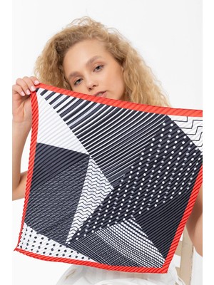 Saria Moda Geometrik Desen Pliseli Fular Bandana