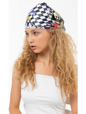 Saria Moda Dama Desen Renkli Fular Bandana