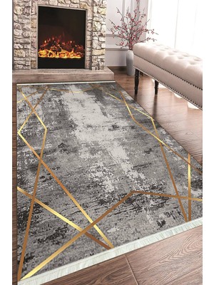 Napoli Home Baskılı Modern Desenli Kaymaz Tabanlı Yıkanabilir Şık Salon Halısı Mutfak Halısı ve Yolluk NH-HT-694