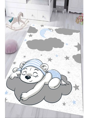 Napoli Home Dijital Baskılı Kaymaz Tabanlı Yıkanabilir Bulut Desenli Çocuk Odası Halısı NHÇ-SD-262