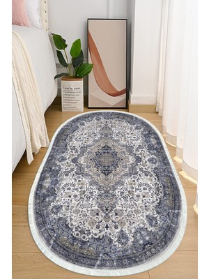 Napoli Home Dijital Baskılı Kaymaz Taban Yıkanabilir Oval Salon  Halısı Mutfak Halısı ve Yolluk NHO-HT-337