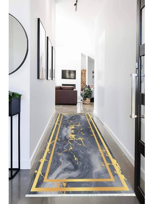 Napoli Home Dijital Baskılı Kaymaz Taban Yıkanabilir Modern Desenli Koridor Halısı Yolluk NHU-HY-1208