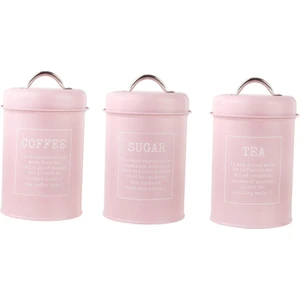 1200ML Mutfak Kutular Seti 3 Paket Kahve Çayı Saklama Kutuları Kavanozlar Pembe(Yurt Dışından)