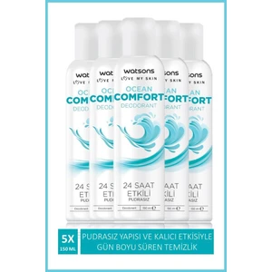 Ocean Comfort 24 Saat Etkili Pudrasız Deodorant Sprey 150 ml x 5