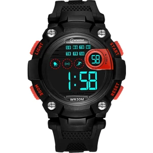 Elektronik Izle Su Geçirmez Çok Fonksiyonlu Akıllı Çip Kronometre Spor Kırmızı Için