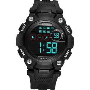 Elektronik Izle Su Geçirmez Çok Fonksiyonlu Akıllı Çip Kronometre Spor Siyah Için