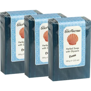 The Soap Factory Gliserinli Okyanus Sabunu 100 g x 3 Adet (Toplam 300 g) - Siyah Noktalar ve Yağlı Ciltler İçin - Okyanus Suyu ve Yosun Özü İçerir - Daha Parlak Bir Cilt İçin