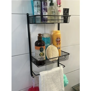Yaylı Dekor Havlu Askılıklı Iki Katlı Banyo Düzenleyici Raf