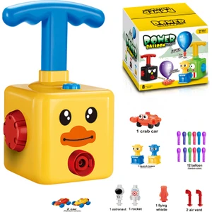 Mj Toys Balon Uçan Astronot ve Havalı Manuel Pompalı Balon Araba Eğitici Ördek Oyuncak Seti 3+