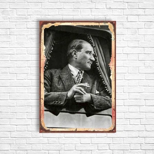 Trend Poster Atatürk Retro Ahşap Poster