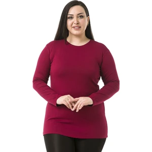 Disentis Modest Büyük Beden Bisiklet Yaka Uzun Kollu Viskon Siyah Body