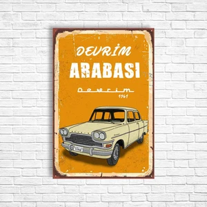 Trend Poster Devrim Arabası Retro Ahşap Poster