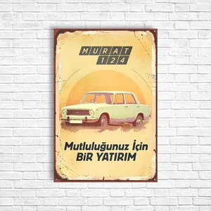 Trend Poster Murat 124 Araba Nostalji Retro Ahşap Poster