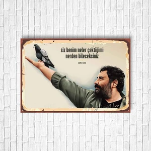 Trend Poster Ahmet Kaya Retro Ahşap Poster