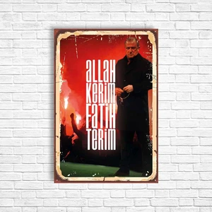 Trend Poster Fatih Terim Retro Ahşap Poster