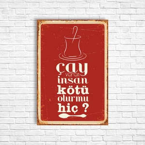 Trend Poster Çay Retro Ahşap Poster