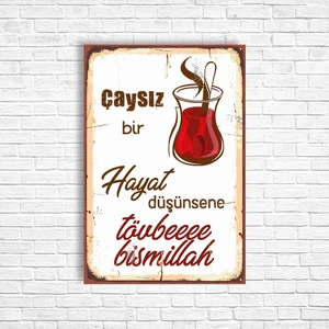 Trend Poster Çay Retro Ahşap Poster
