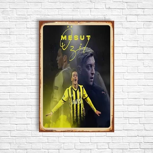 Trend Poster Mesut Özil Retro Ahşap Poster