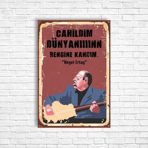 Trend Poster Neşet Ertaş Retro Ahşap Poster