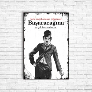 Trend Poster Charlie Chaplin Retro Ahşap Poster