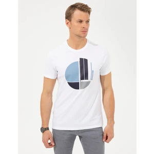 Pierre Cardin Erkek Beyaz Slim Fit Baskılı Bisiklet Yaka Tişört 50254025-VR013