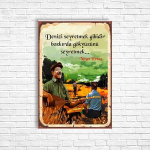 Trend Poster Neşet Ertaş Retro Ahşap Poster