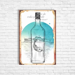 Trend Poster Alkol Rakı Retro Ahşap Poster