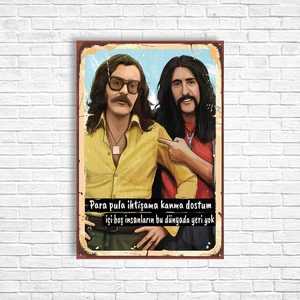 Trend Poster Barış Manço Cem Karaca Retro Ahşap Poster