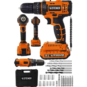 Alman 58 V 5 Ah Darbeli Lityum Çift Akülü Sjs Metal Şanzıman Şarjlı Vidalama Matkap 24 Pcs Set