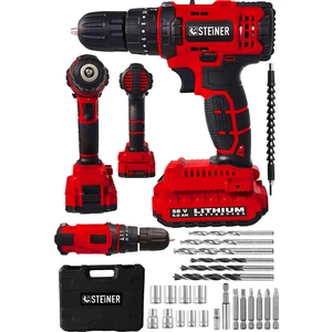 Alman 58 V 5 Ah Darbeli Lityum Çift Akülü Sjs Metal Şanzıman Şarjlı Vidalama Matkap 24 Pcs Set