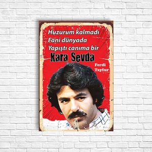 Trend Poster Ferdi Tayfur Retro Ahşap Poster