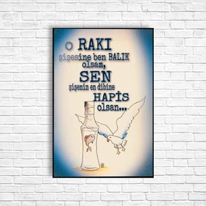 Trend Poster Alkol Rakı Retro Ahşap Poster
