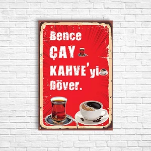 Trend Poster Çay Kahve Retro Ahşap Poster