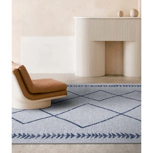 Fresco Ekru Lacivert İskandinav Jüt Yıkanabilir Halı Kilim Balkon Teras Salon Koridor Halısı 22563A