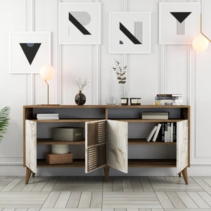 Variant Mobilya Variant Milan 160CM Konsol - Ceviz / Beyaz Mermer