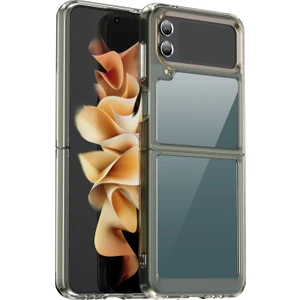 Samsung Galaxy Z Flip4 5g Için Renkli Akrilik + Tpu Kılıf - Şeffaf Gri(Yurt Dışından)