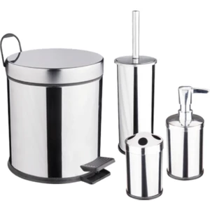 Maxiflow 4'lü Dev Set Çöp Kovası - Diş Fırçalık - Sıvı Sabunluk - Klozet Fırçası Ss 430 / 26442
