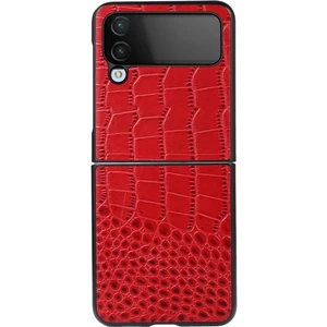 Yue Store Samsung Galaxy Z Flip 4 Kırmızı Timsah Deri Kılıf (Yurt Dışından)