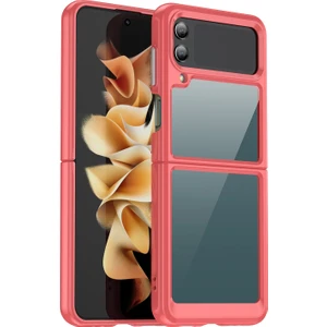 Yue Store Samsung Galaxy Z Flip 4 5G Kırmızı Renkli Akrilik + Tpu Kılıfı (Yurt Dışından)