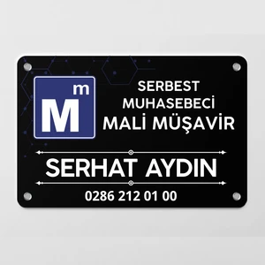 Mali Müşavir Muhasebeci Siyah Kapı Tabelası Büro Ofis Mini Tabela