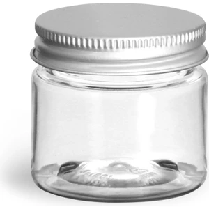 1/2 Oz Şeffaf Pet Düz Taraflı Kavanozlar, Astarlı Alüminyum Kapaklı