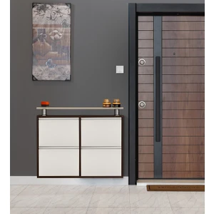 Kahve-Krem 2+2 Metal Ayakkabılık