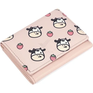 Pu Deri Küçük Kadın Kısa Cüzdan Üç Katlı Kawaii Karikatür Kız Kredi Kartı Tutacağı (Yurt Dışından)